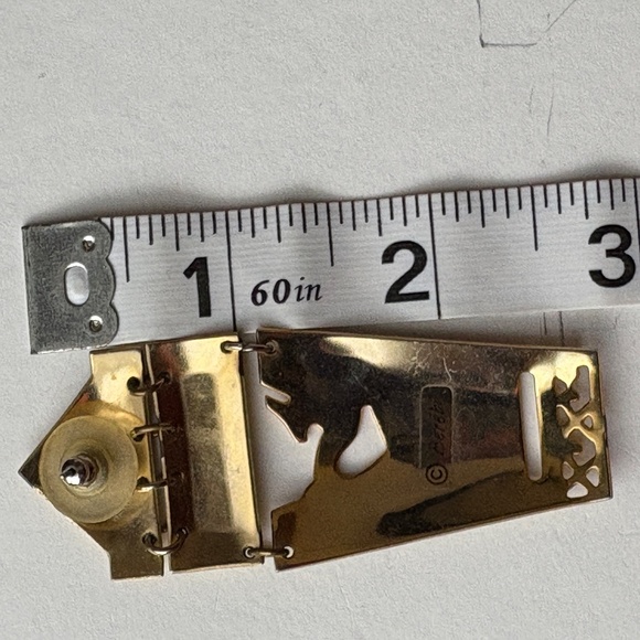 Vintage Edgar Berberi Blue Enamel Inlay and Gold Tone Pierced Earrings - Picture 7 of 8